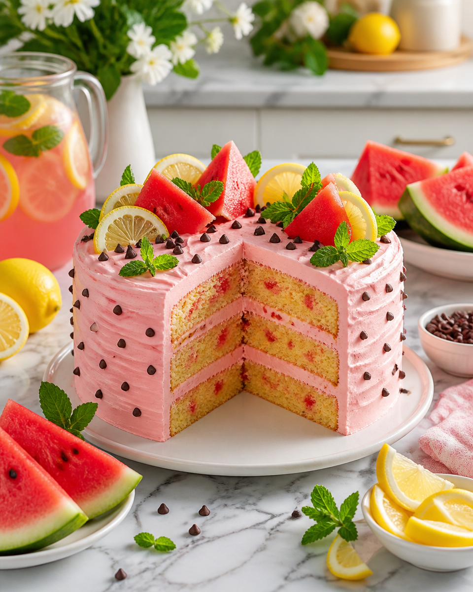 Easy Watermelon Lemonade Cake — Summer Drink Cake