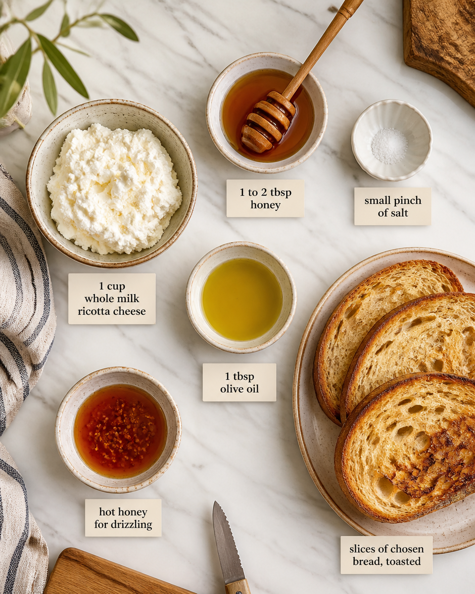 Easy Hot Honey Ricotta Toast — Sweet Spicy Brunch