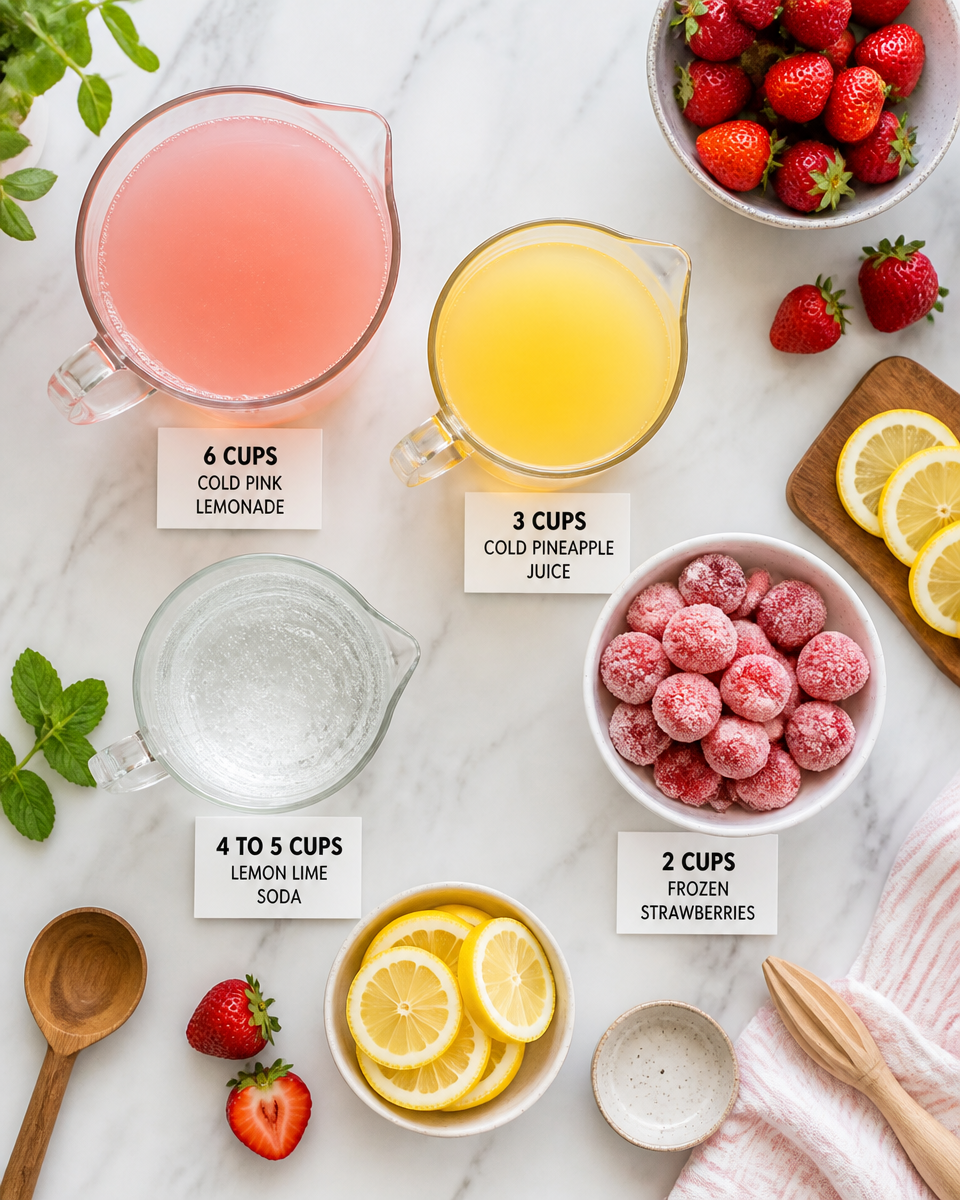 Easy Pink Lemonade Punch — Summer Party