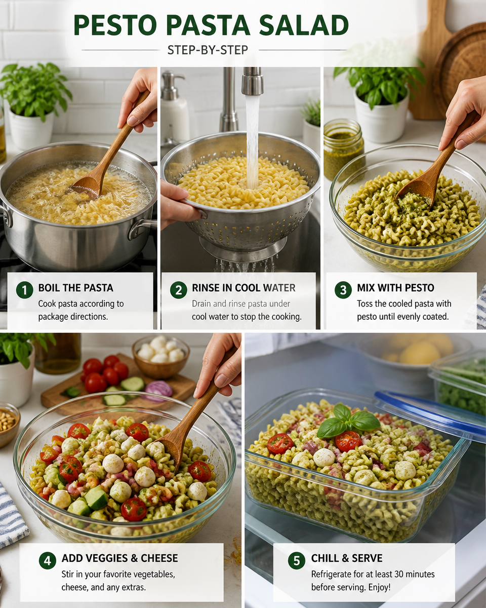 Easy Pesto Pasta Salad — Summer Cold Noodle