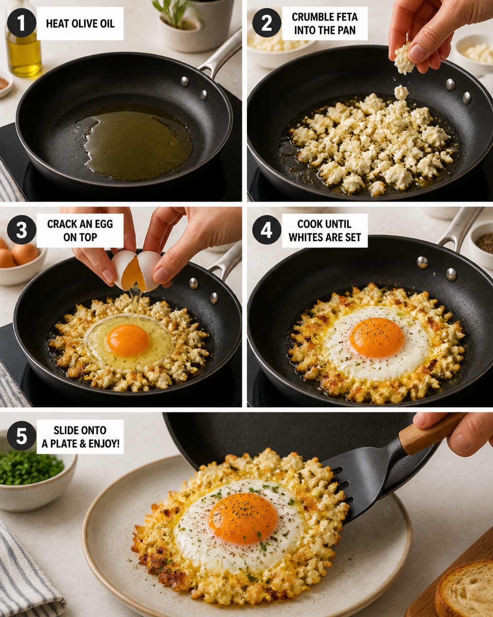 Easy Crispy Feta Eggs — Mediterranean Breakfast