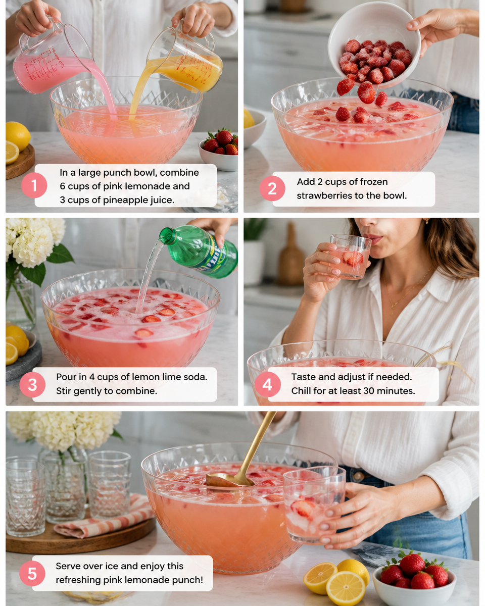 Easy Pink Lemonade Punch — Summer Party