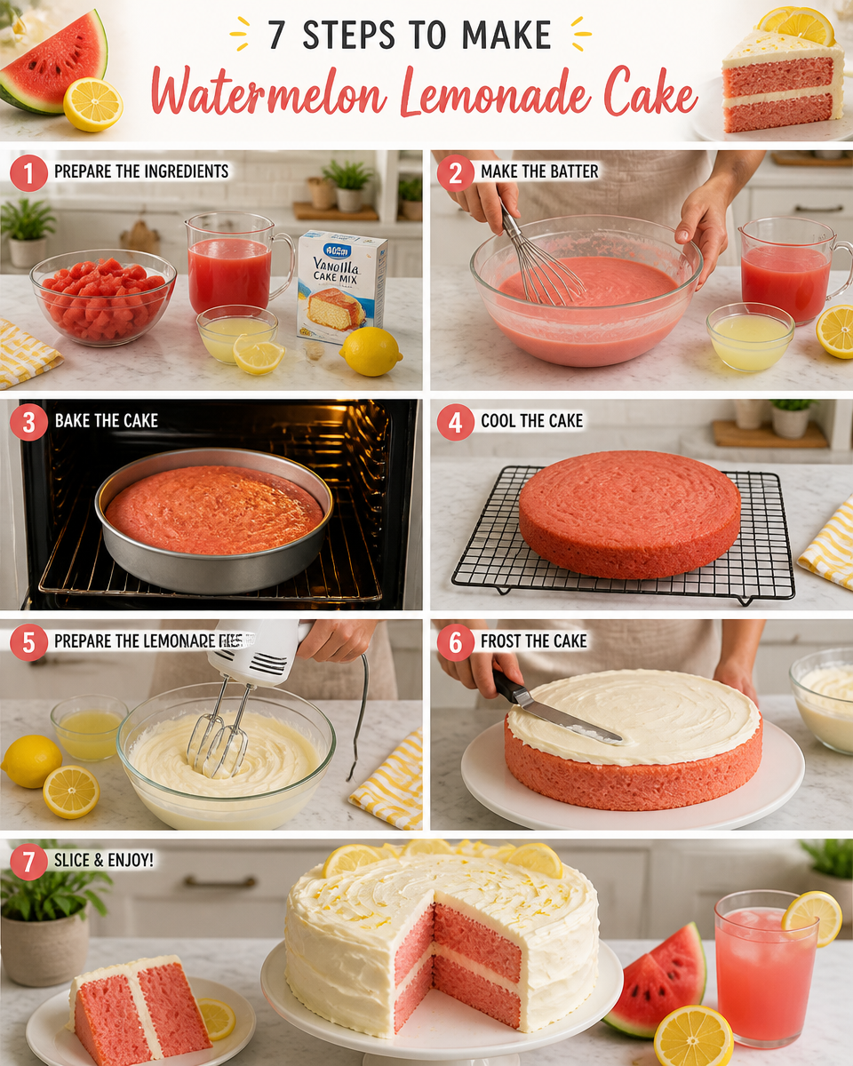 Easy Watermelon Lemonade Cake — Summer Drink Cake