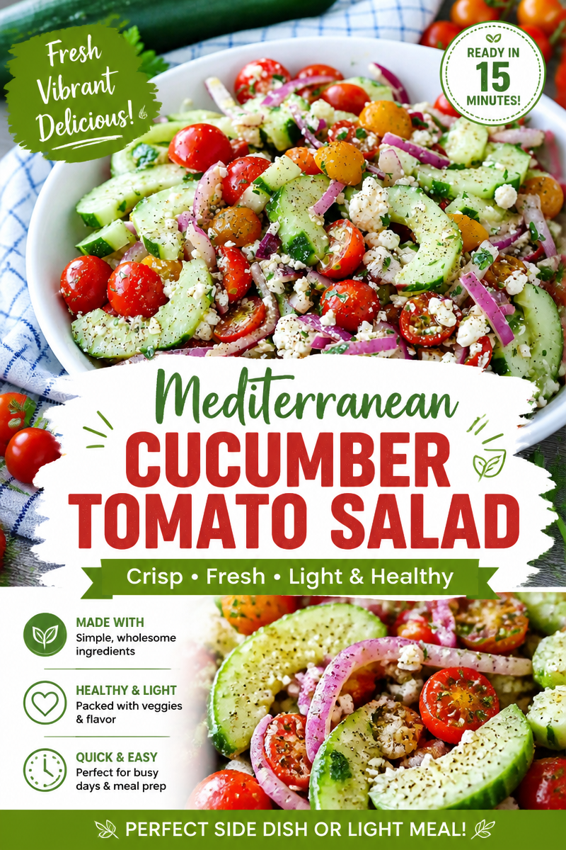 Viral Cucumber Tomato Feta Salad with Olive Oil Drizzle