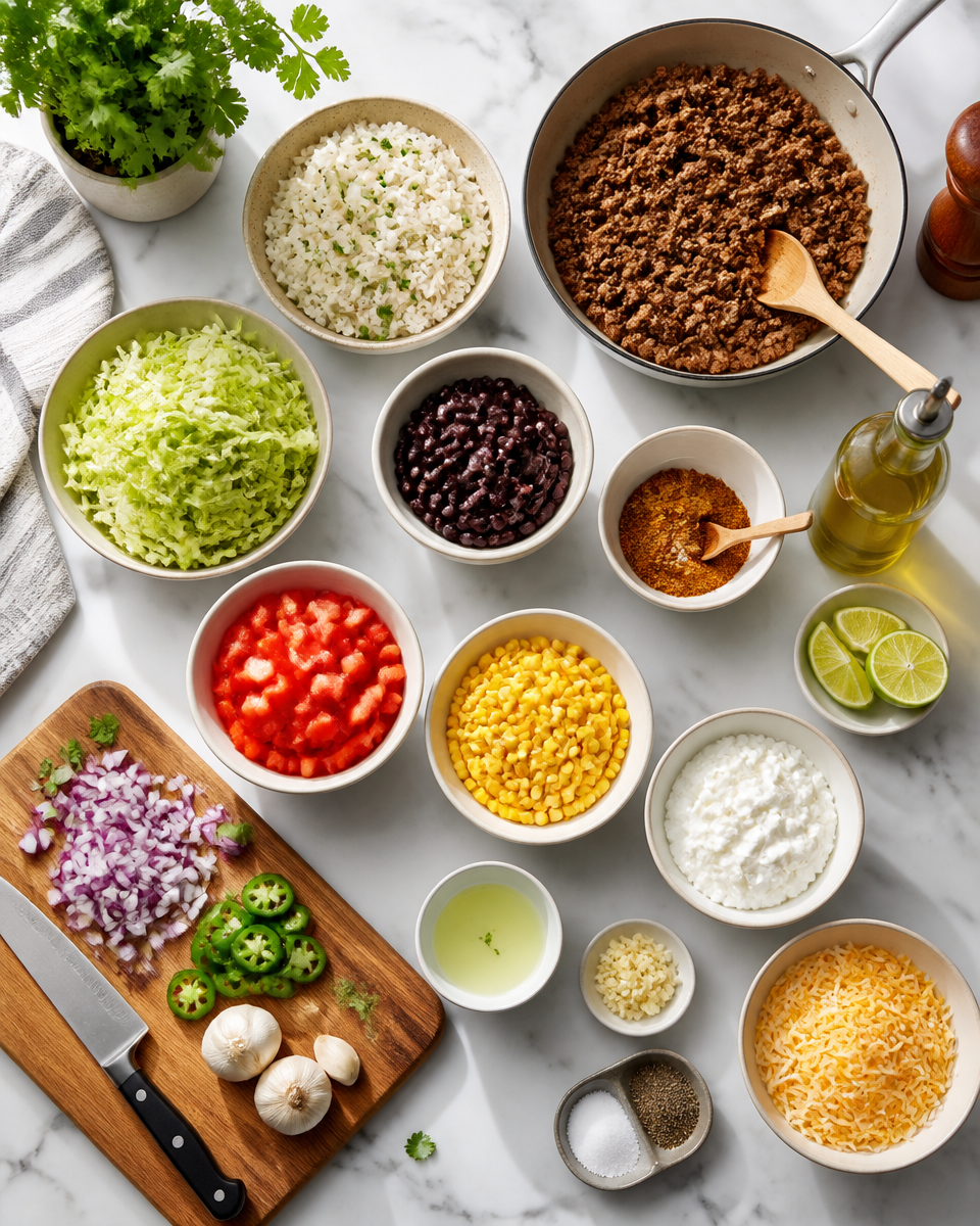 High Protein Taco Bowl with Cottage Cheese Sauce
