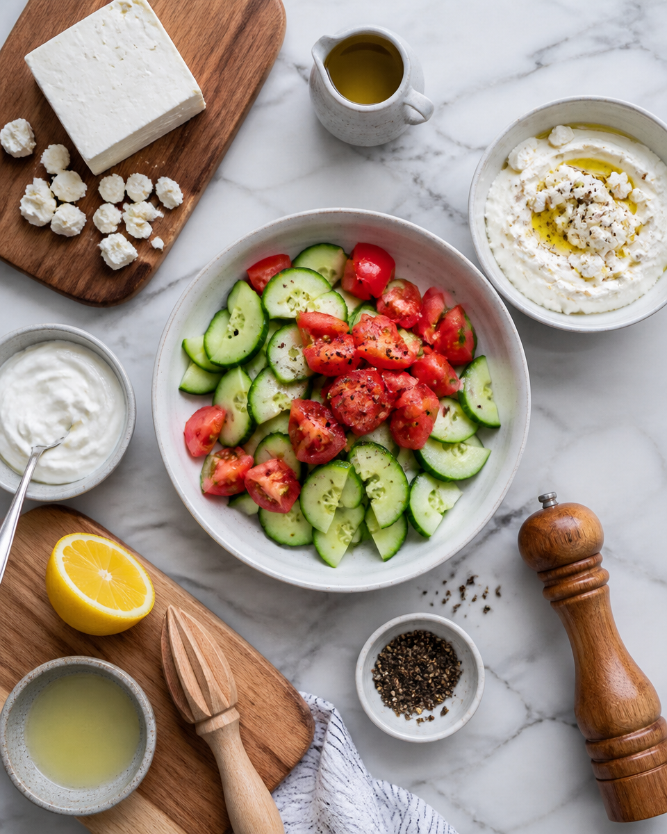 Viral Cucumber Tomato Feta Salad with Olive Oil Drizzle
