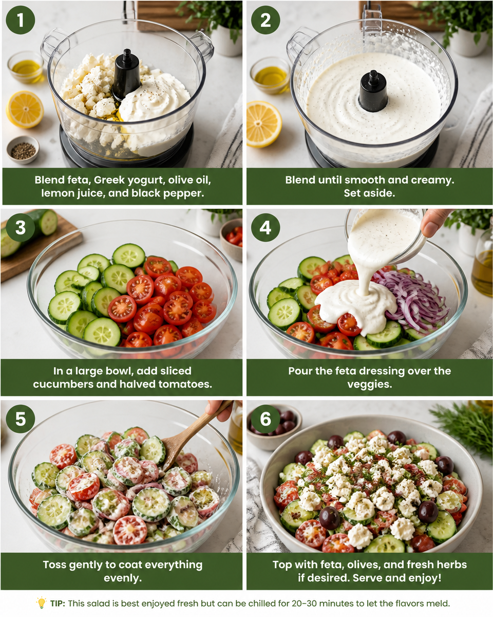 Viral Cucumber Tomato Feta Salad with Olive Oil Drizzle