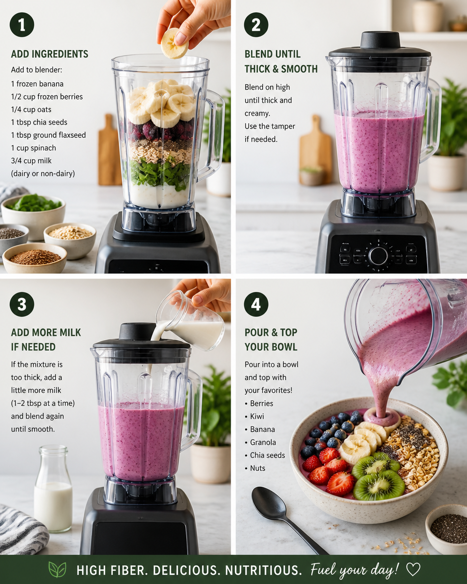 High Fiber Smoothie Bowl (Fibermaxxing)