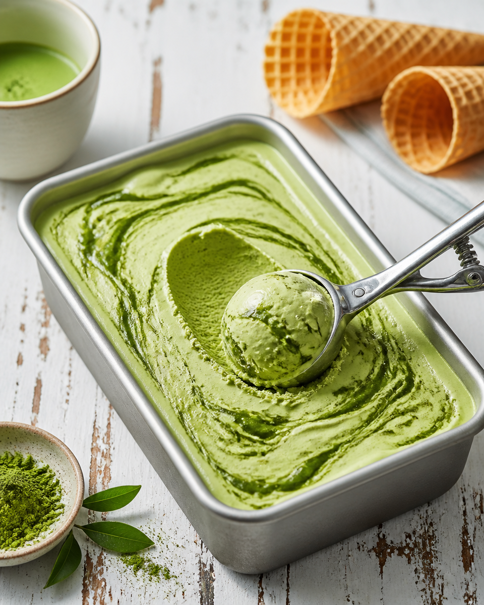 Easy Strawberry Matcha Ice Cream — No Churn