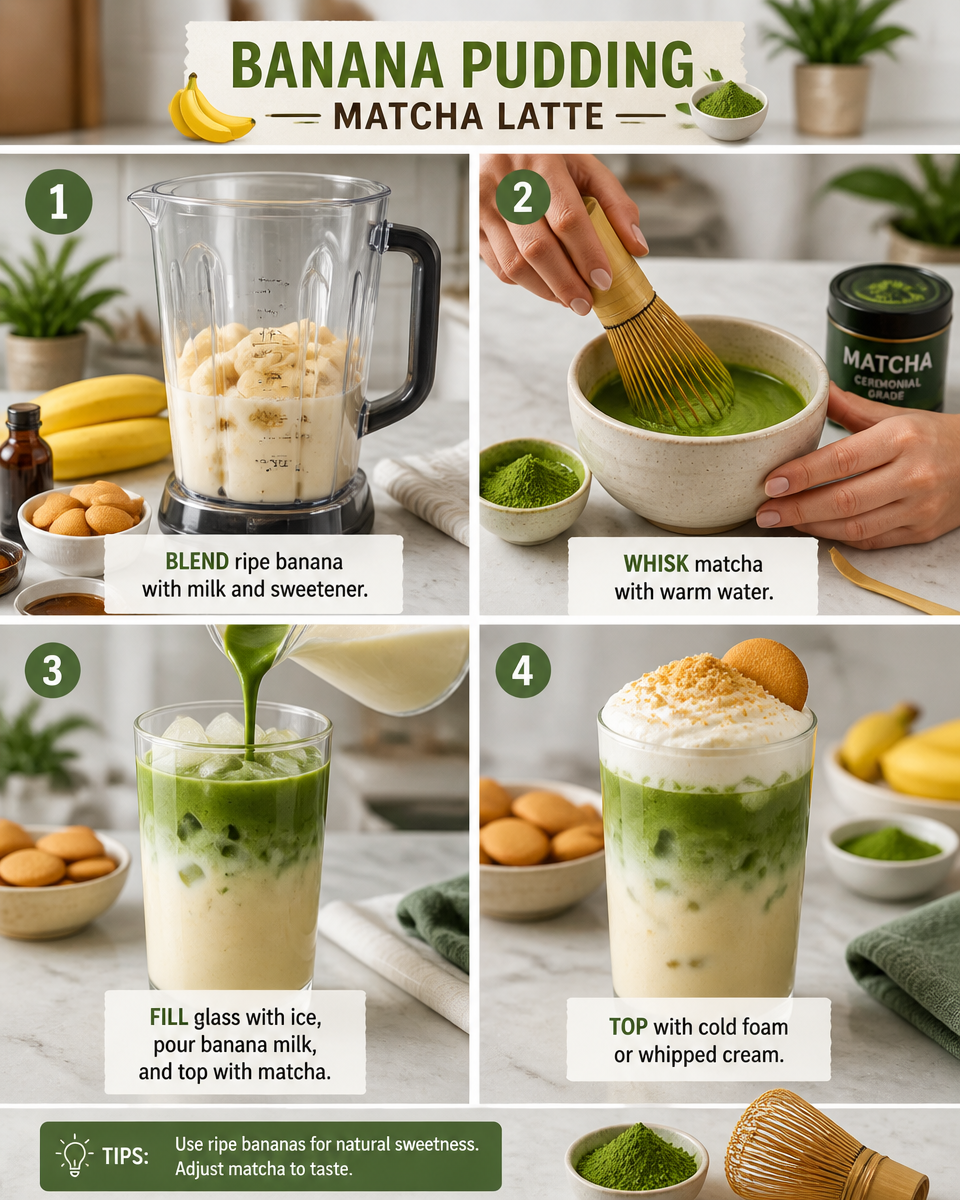 Easy Banana Pudding Matcha Latte — Starbucks Copycat