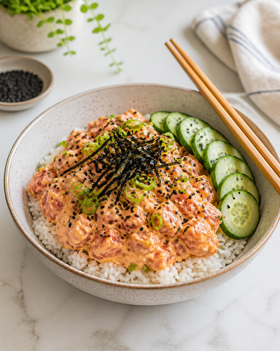 Easy Crispy Rice Bowl — Spicy Tuna Topping