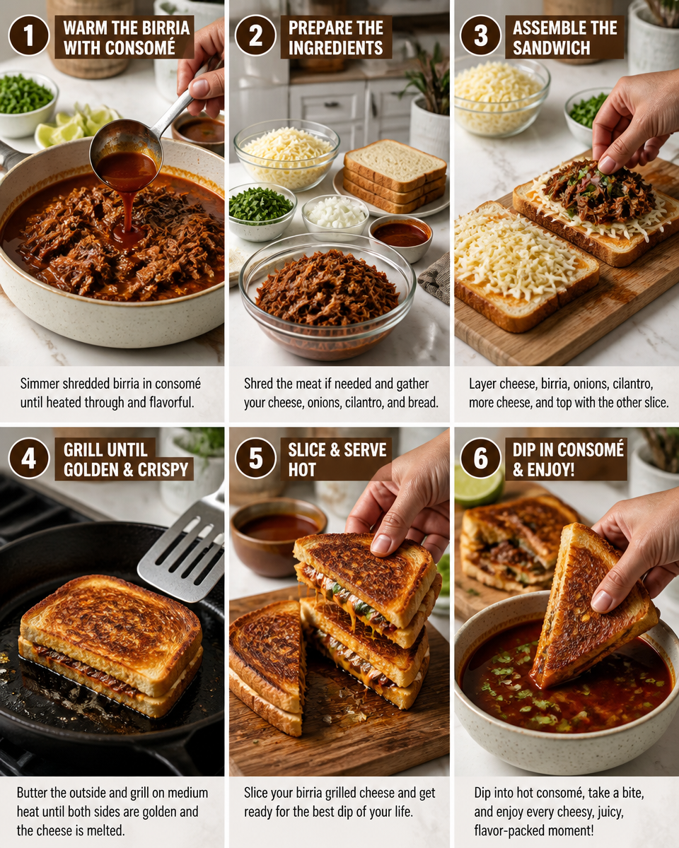 Easy Birria Grilled Cheese — Crispy Cheesy Dipping