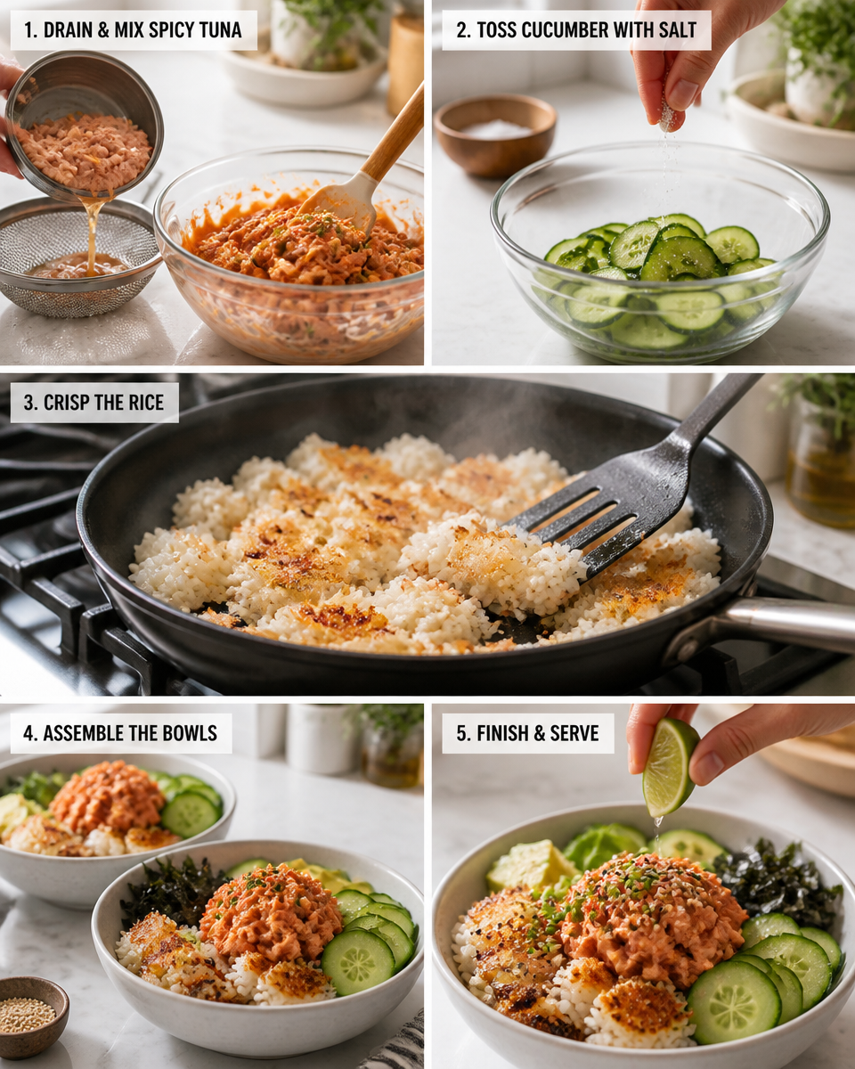 Easy Crispy Rice Bowl — Spicy Tuna Topping