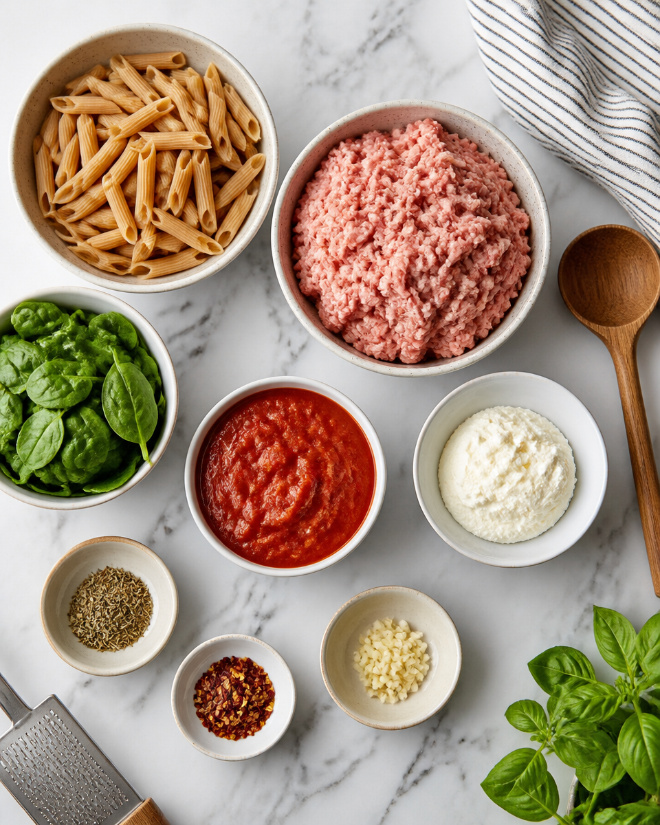 Protein Pasta with Ground Turkey and Ricotta