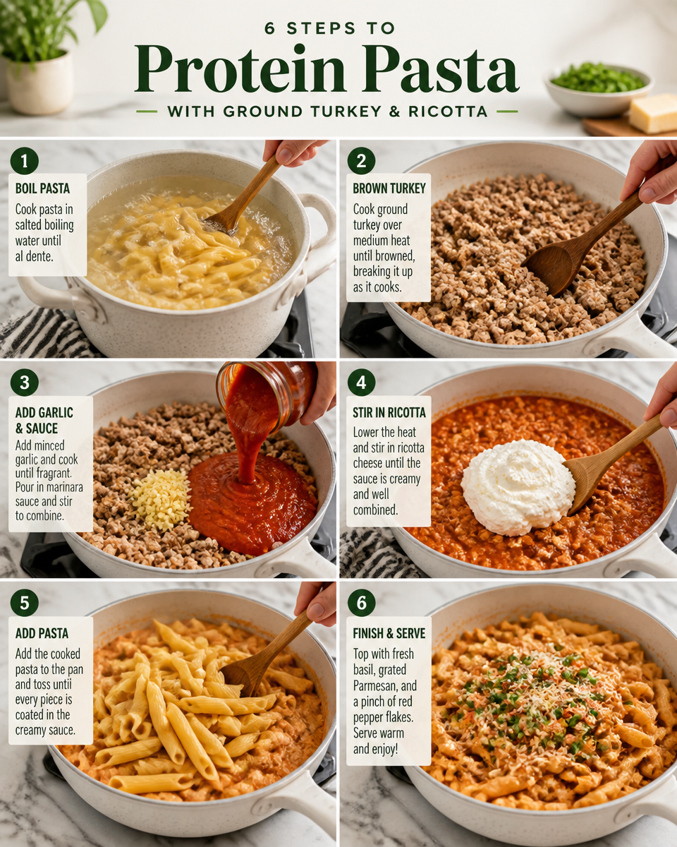 Protein Pasta with Ground Turkey and Ricotta