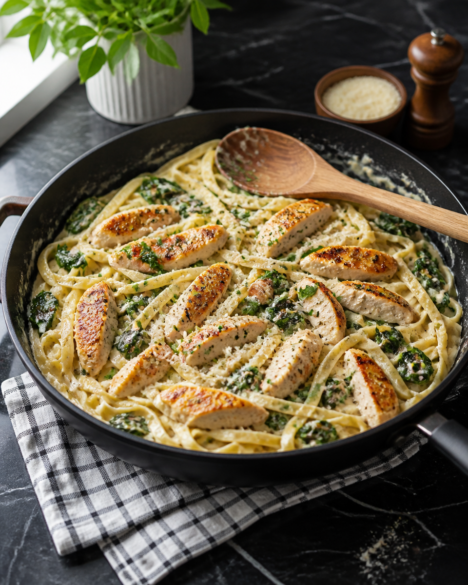 Easy Chicken Florentine Pasta — Creamy Spinach