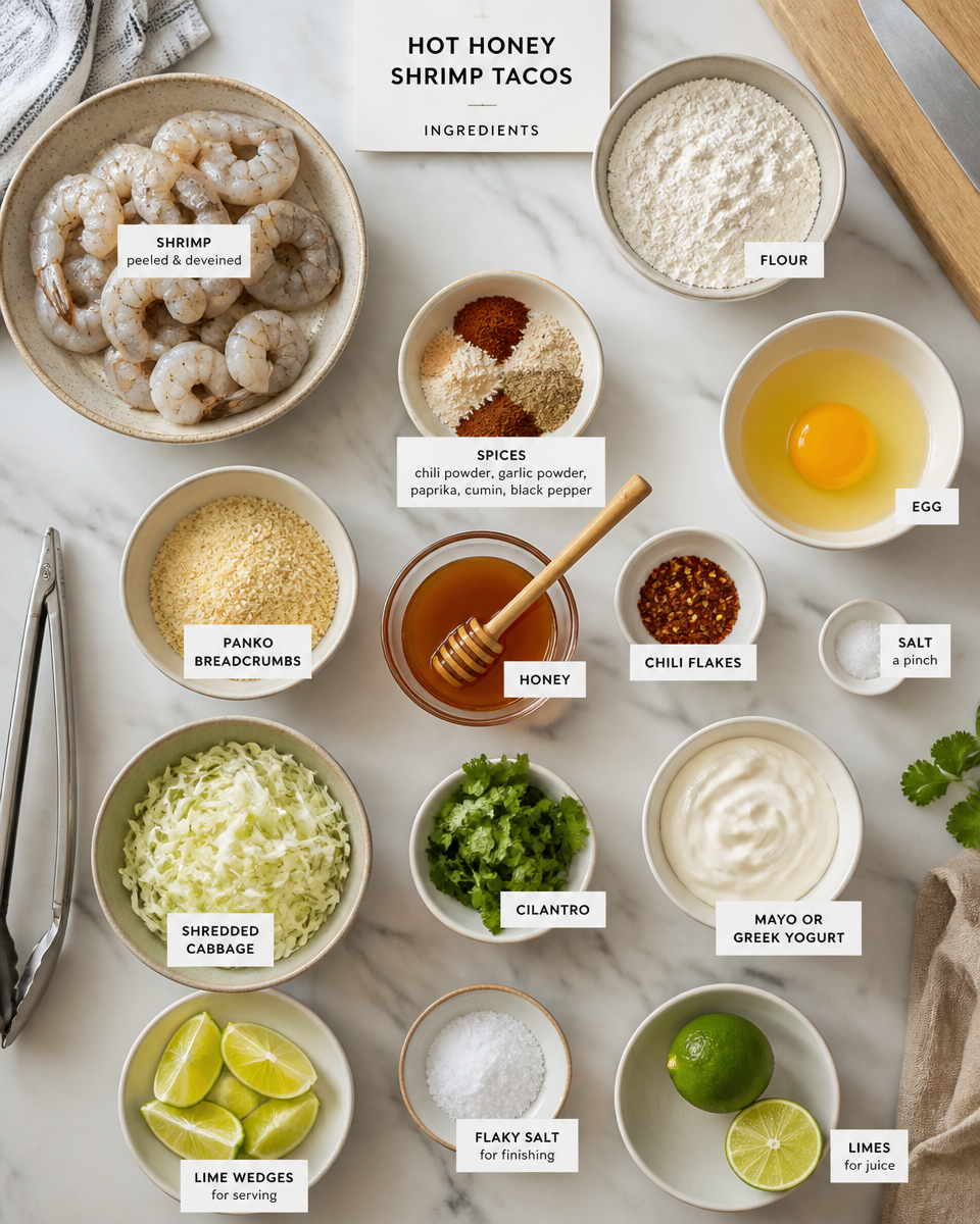 Easy Hot Honey Shrimp Tacos — Sweet Spicy Crispy