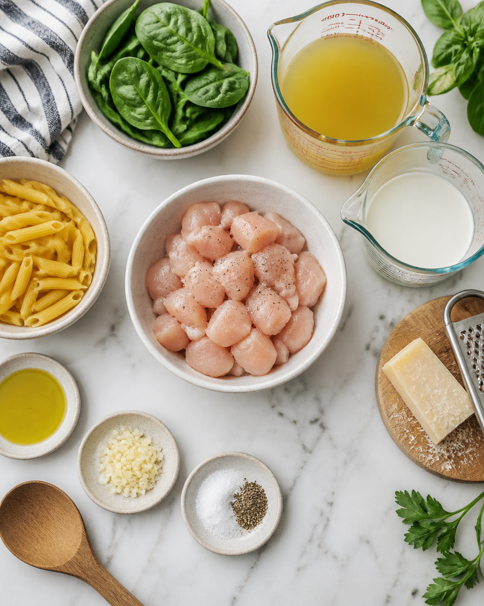 Easy Chicken Florentine Pasta — Creamy Spinach
