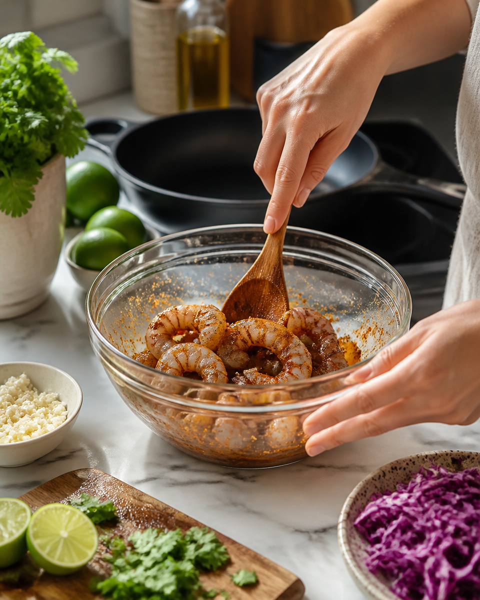 Easy Hot Honey Shrimp Tacos — Sweet Spicy Crispy