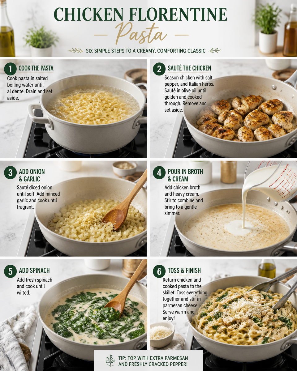 Easy Chicken Florentine Pasta — Creamy Spinach