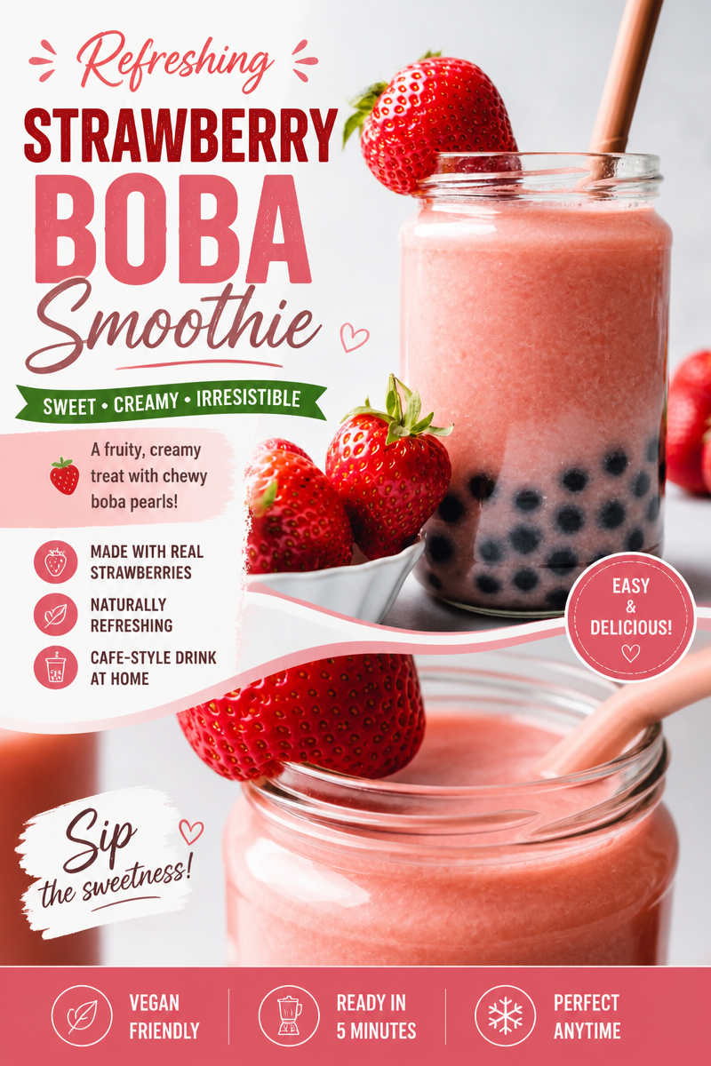 Strawberry Milk Tea (Easy Boba Style)