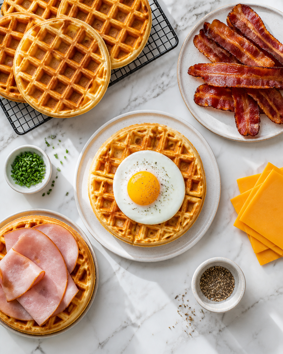 Egg and Cheese Waffle Sandwiches