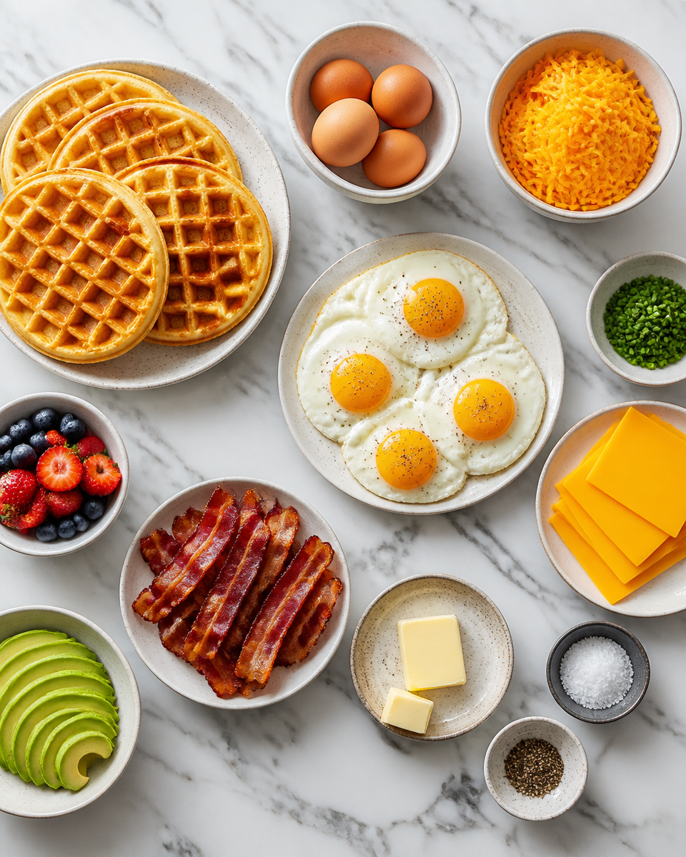 Egg and Cheese Waffle Sandwiches