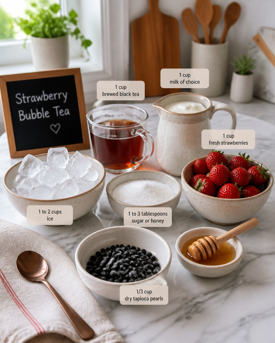 Strawberry Milk Tea (Easy Boba Style)