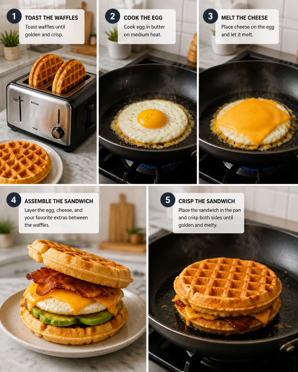 Egg and Cheese Waffle Sandwiches