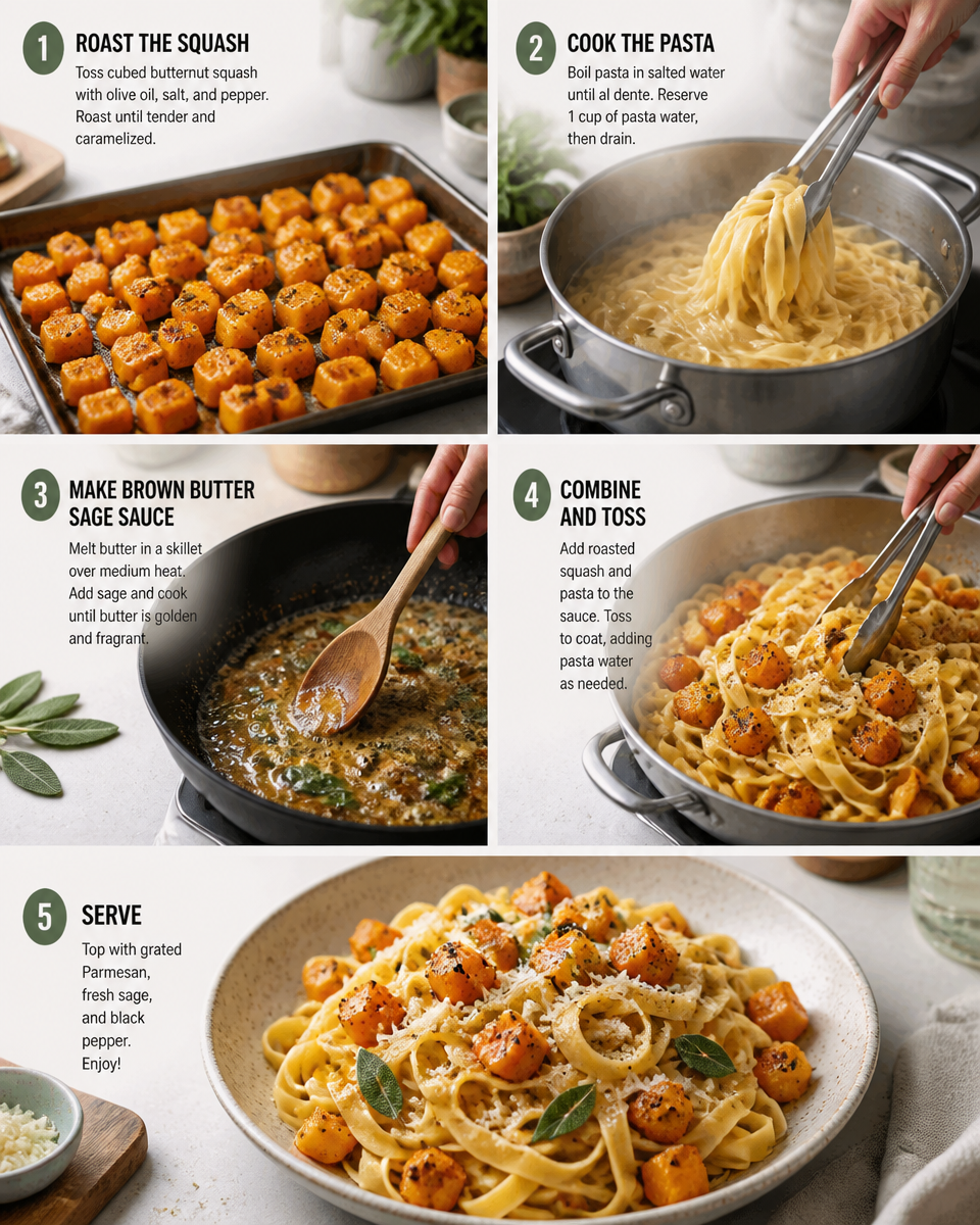 Easy Butternut Squash Pasta — Brown Butter Sage