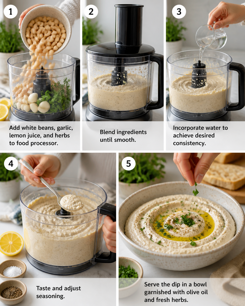 Easy White Bean Dip — Garlic Herb Spread