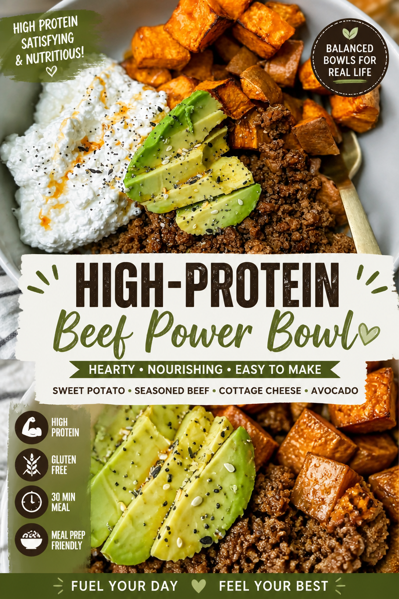 Hot Honey Cottage Cheese Sweet Potato Beef Bowl