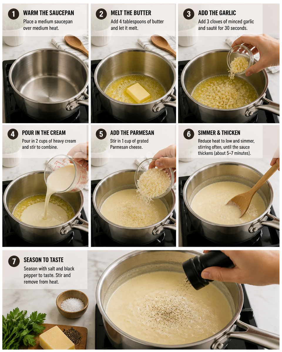 Easy Homemade Alfredo Sauce — 4 Ingredient
