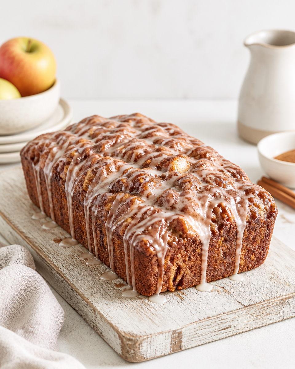 Apple Fritter Bread with Cream Cheese Glaze