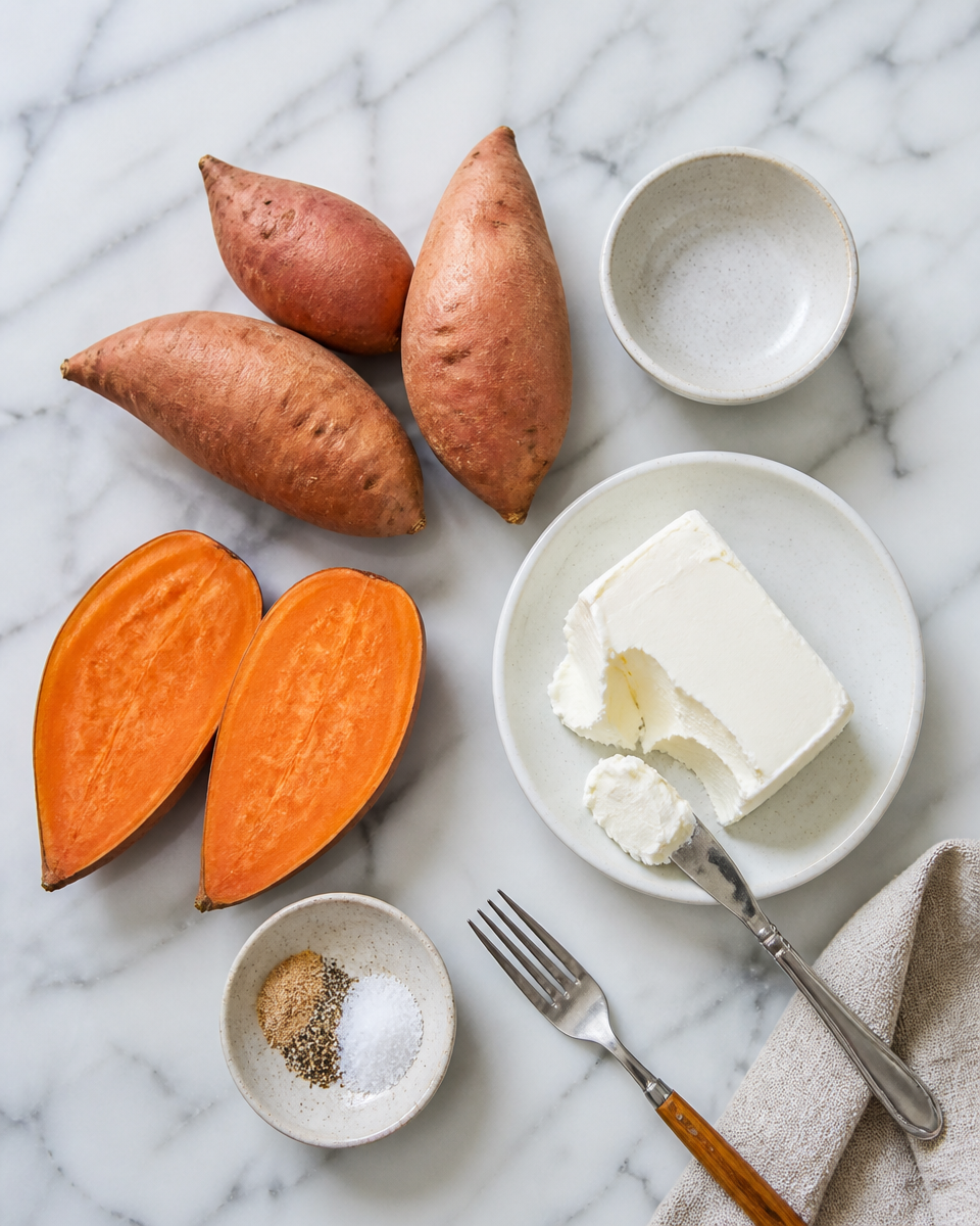 Sweet Potato Stuffed with Cream Cheese (2-Ingredient Viral)