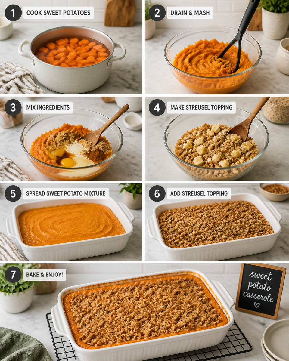 Sweet Potato Casserole with Pecan Streusel