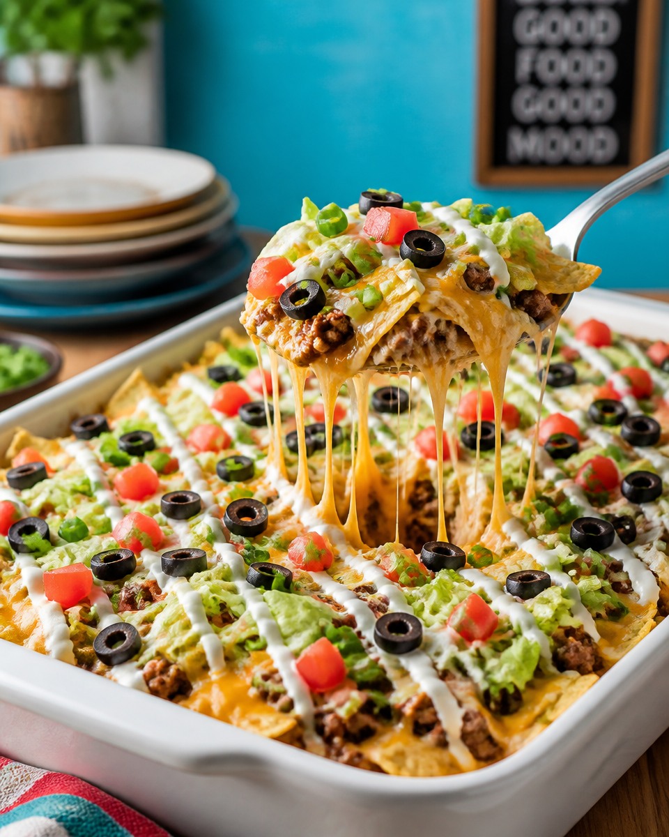 Easy Walking Taco Casserole — Frito Pie Style
