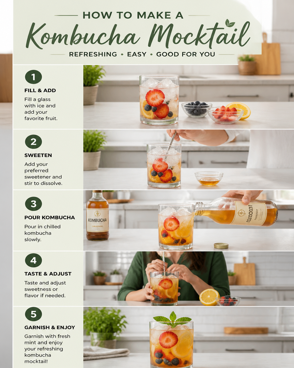 Easy Kombucha Mocktail — Probiotic Party Drink