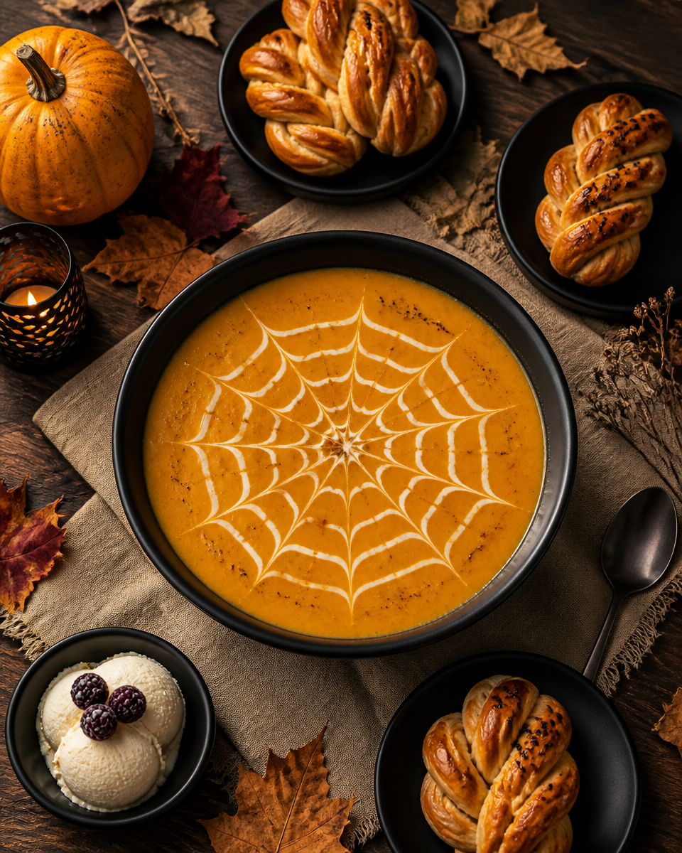 Pumpkin Soup with Cream and Bacon