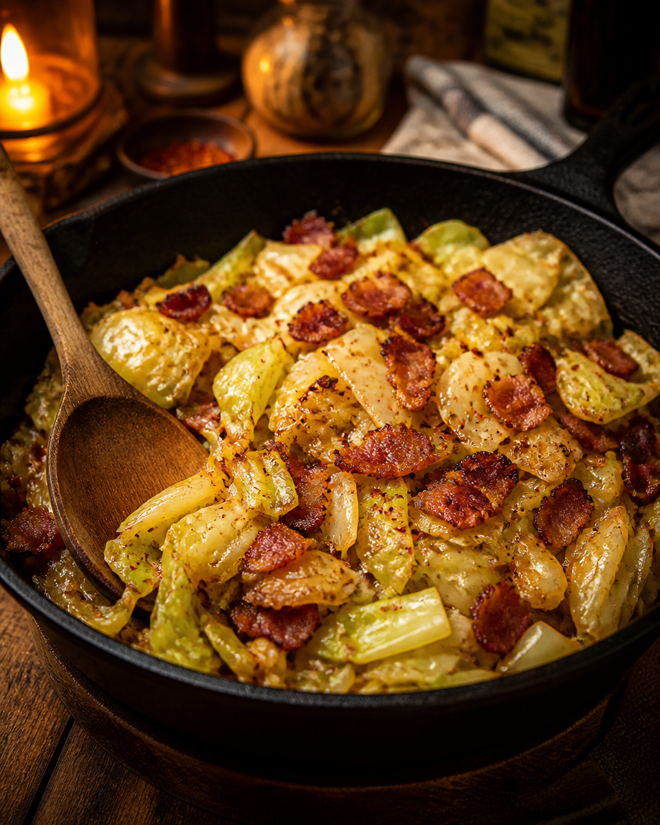 Fried Cabbage with Bacon and Onion