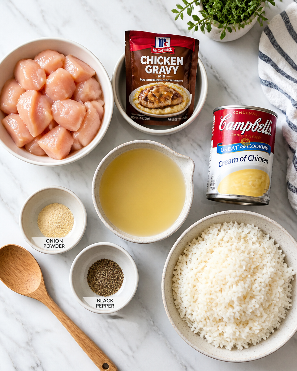Crock Pot Chicken and Gravy Over Rice