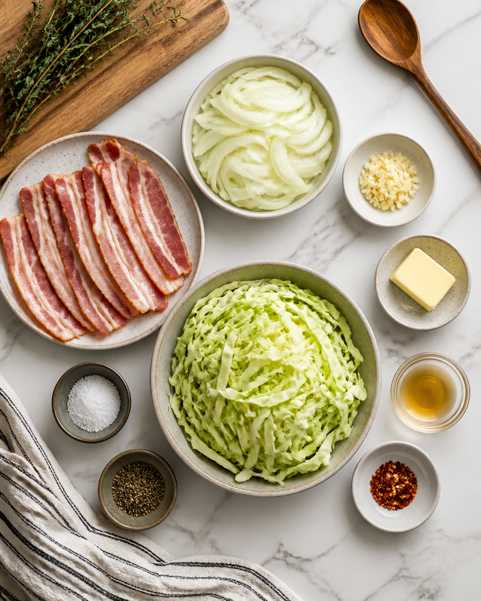 Fried Cabbage with Bacon and Onion