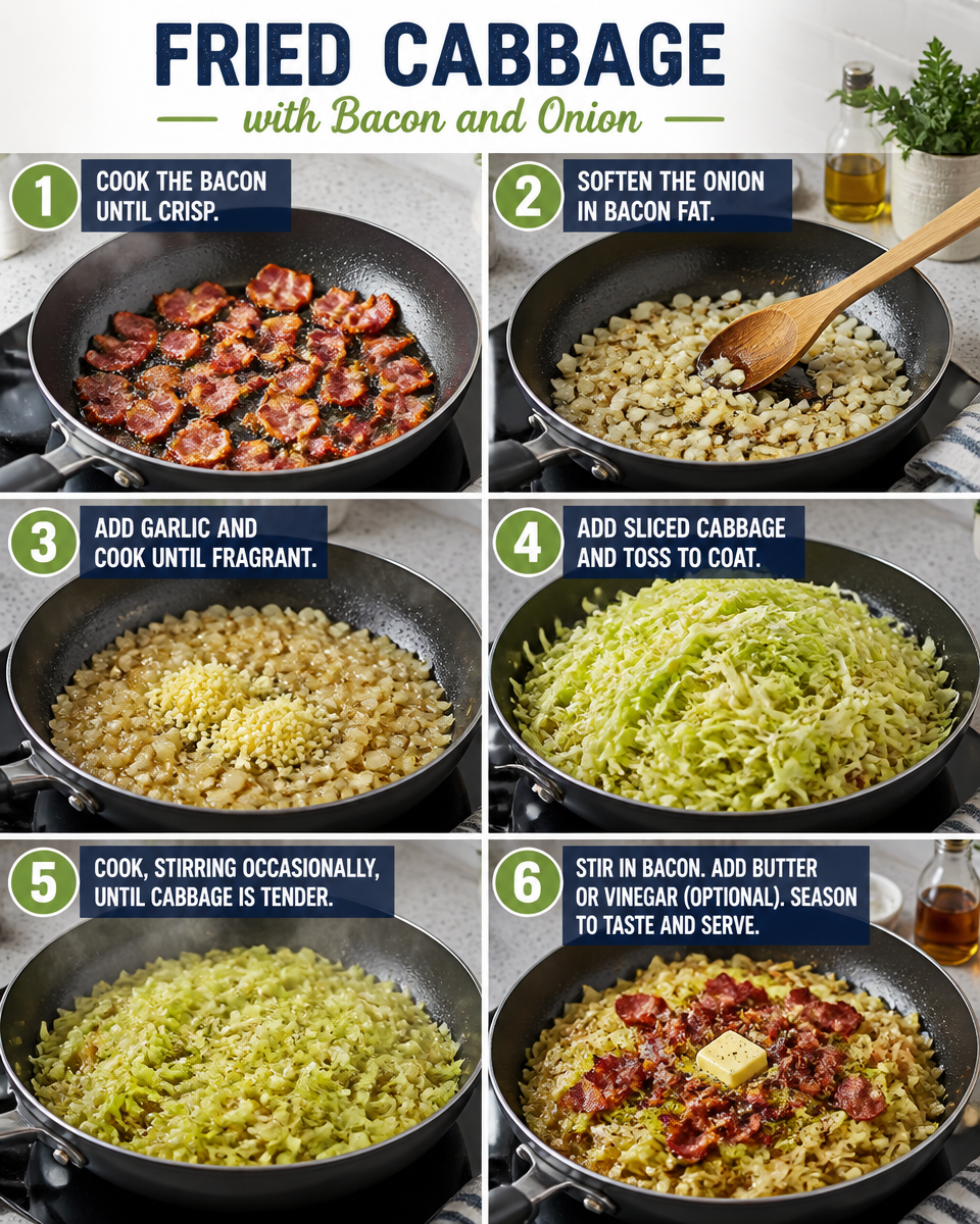 Fried Cabbage with Bacon and Onion