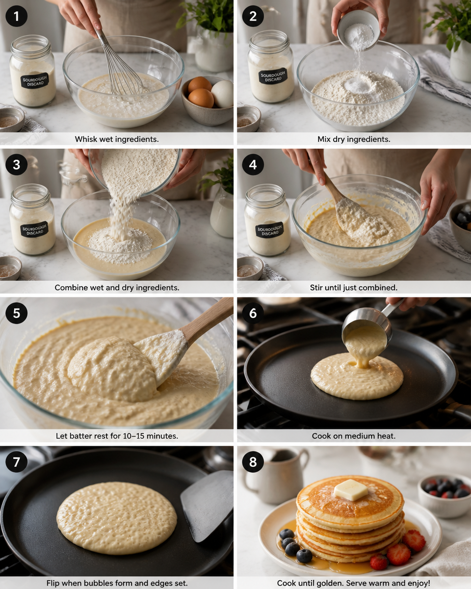 Easy Sourdough Discard Pancakes — No Waste Fluffy