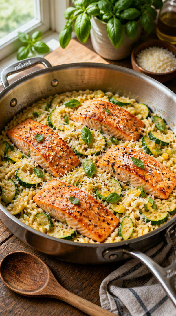 Salmon Zucchini Orzo Pasta