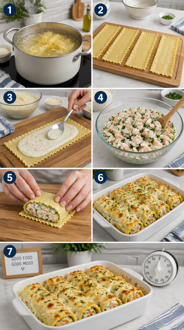 Savory Seafood Alfredo Lasagna Roll-Ups to Savor and Share