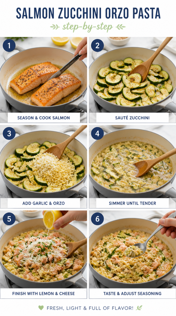 Salmon Zucchini Orzo Pasta