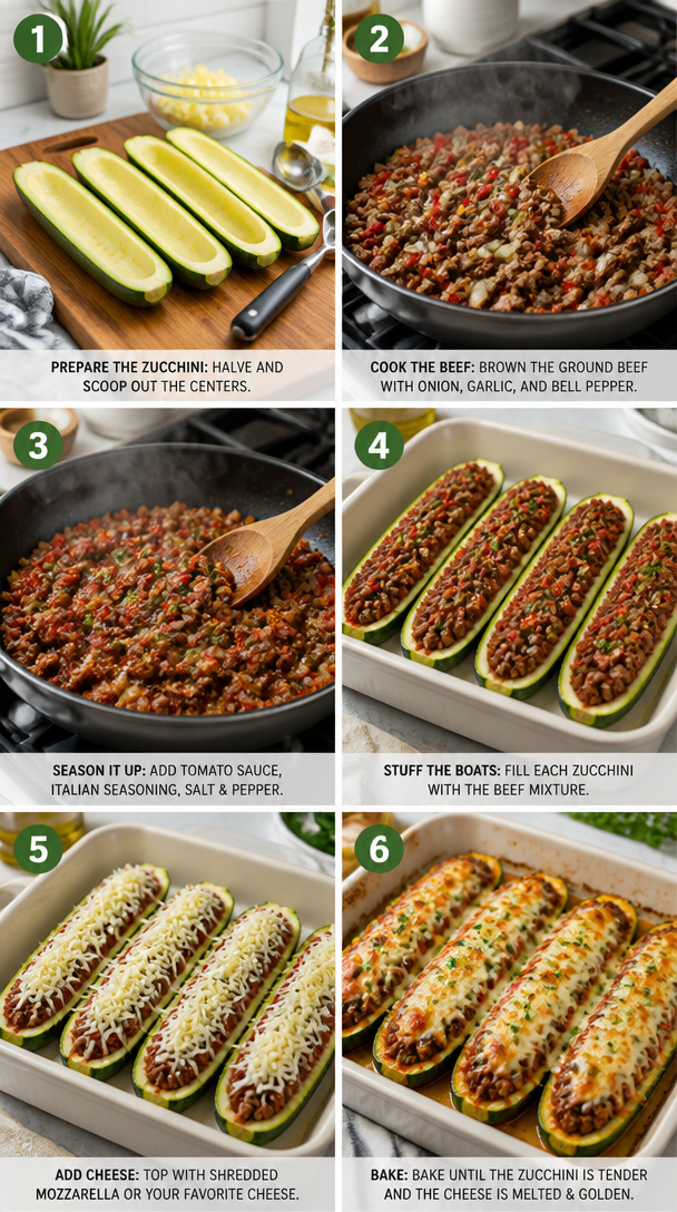 Deliciously Easy Ground Beef Stuffed Zucchini Boats Recipe
