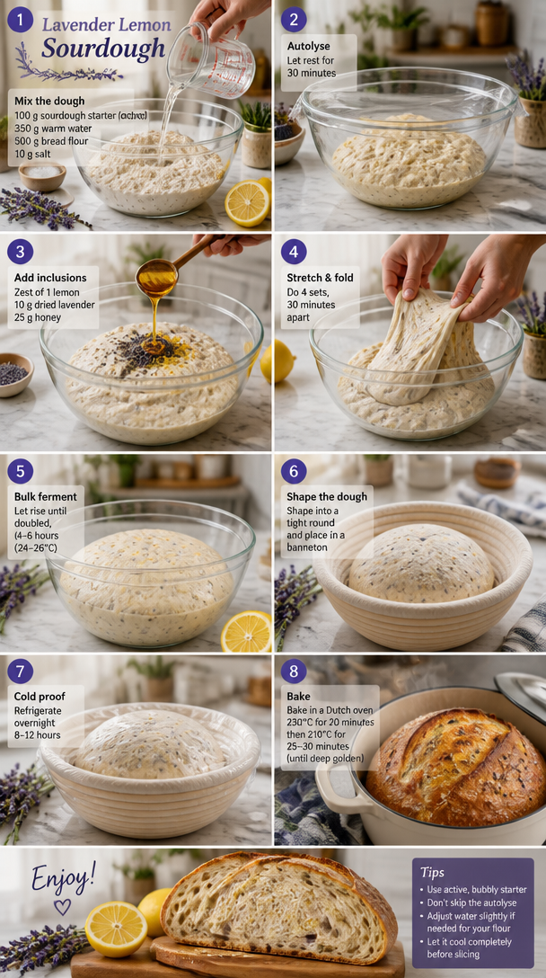 Heavenly Soft Lavender Lemon Sourdough Loaf Recipe
