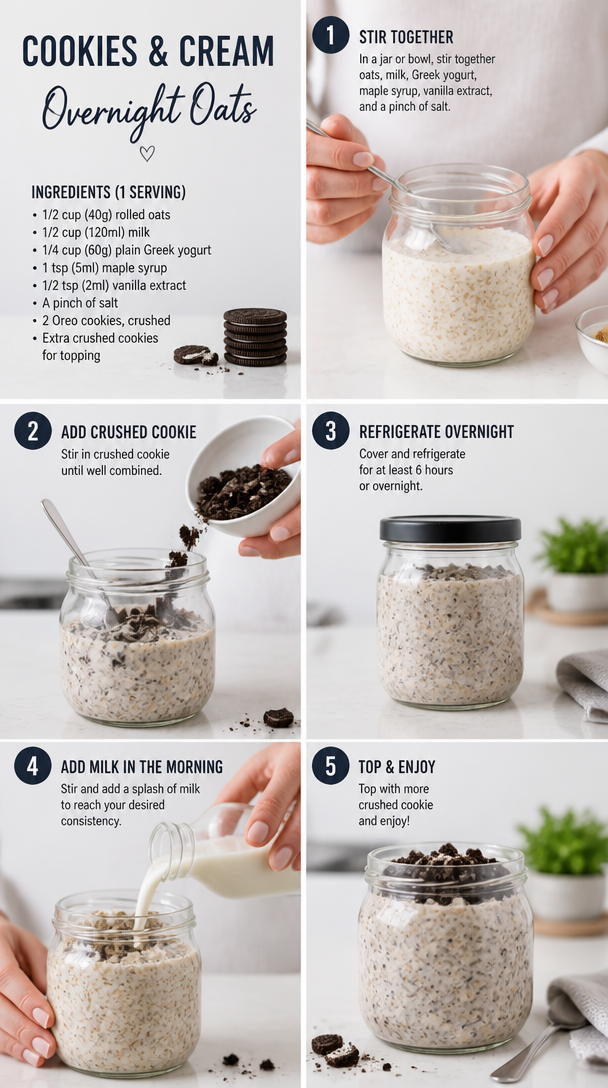 Cookies and Cream Overnight Oats